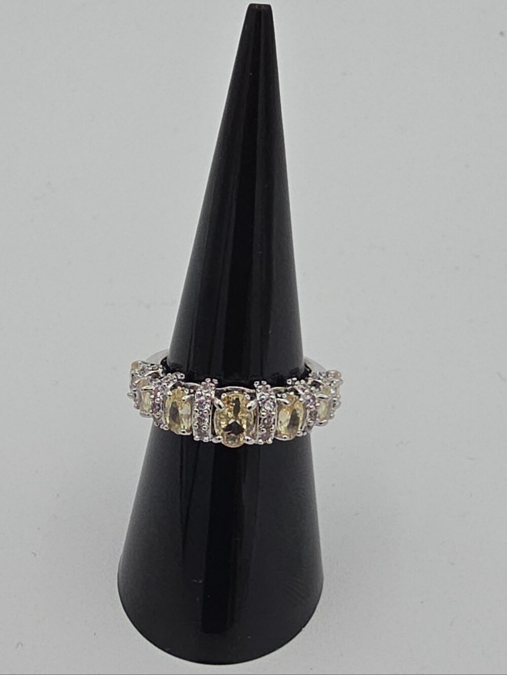 BP Lemon Yellow Stone Silver Eternity Ring